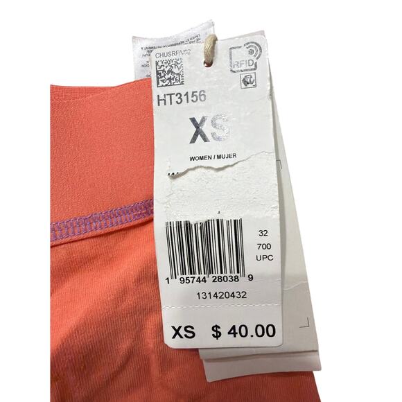 Adidas Women's 7 inch Bike Shorts Peach Orange Active Size Extra Small XS New - Picture 4 of 6